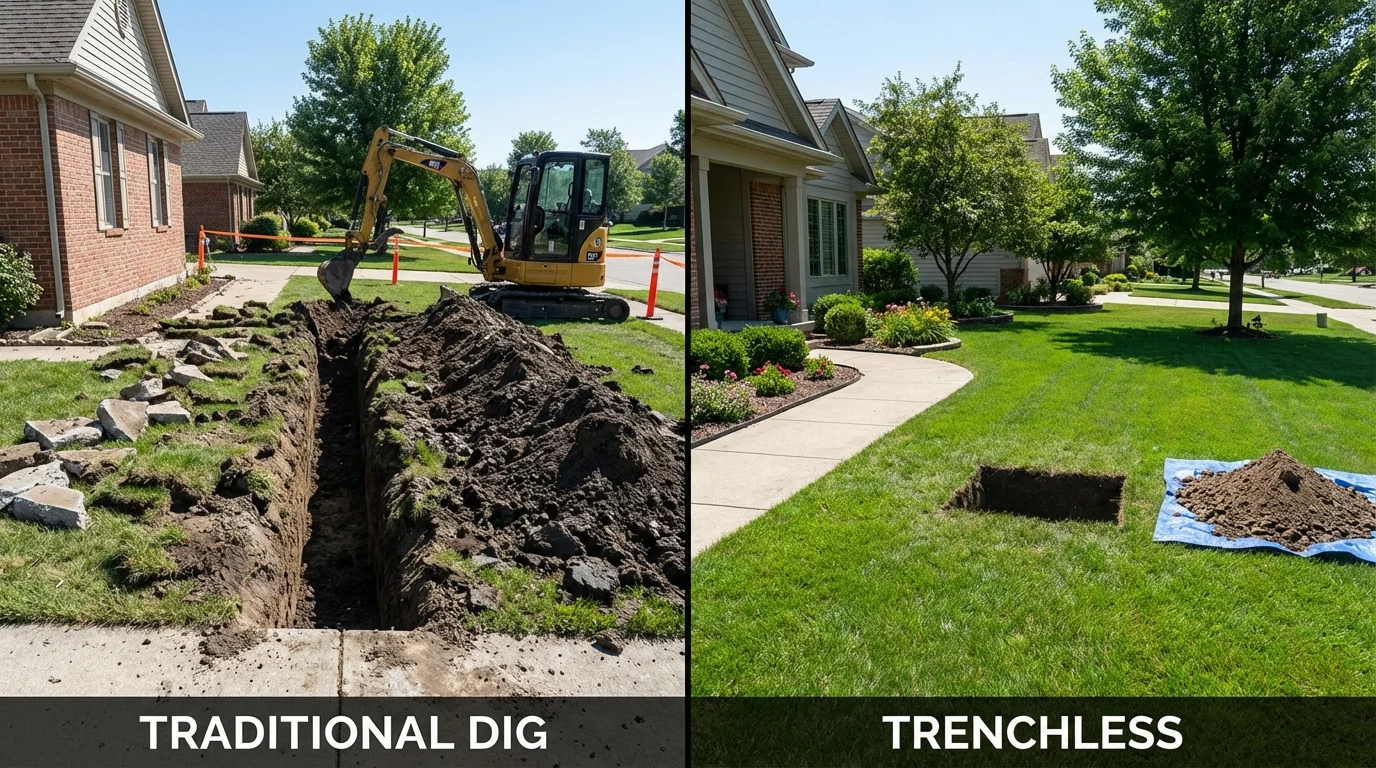 Trenchless sewer repair with minimal yard damage versus traditional excavation in Decherd, TN